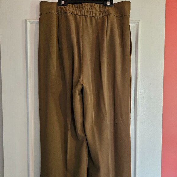 US-L, High Waisted Shirred Back Side Pocket Plicated, Strt Leg Suit Pant - Picture 6 of 6